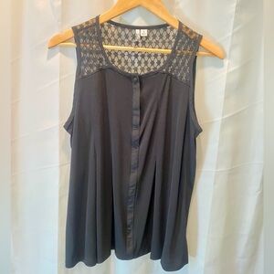 Elle Black Sleeveless Blouse with Lace